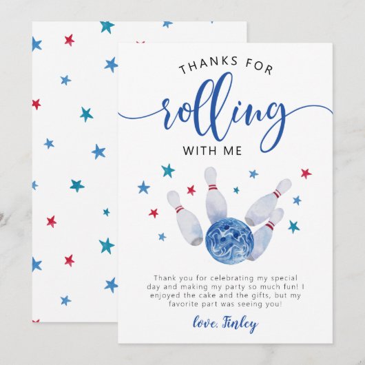 Bowling Blue Verjaardag Bedankt voor het rollen me (Voorkant / Achterkant)
