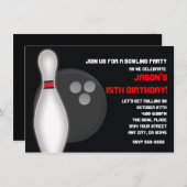 Bowling Bowl Anniversaire Fête Invitation garçon o (Devant / Derrière)