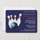 Bowling, bowler 60th Birthday Uitnodiging. Kaart (Achterkant)