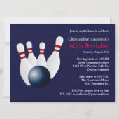 Bowling, bowler Invitation du 60e anniversaire. (Dos)