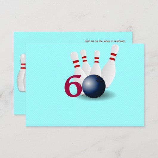 Bowling, bowler Invitation du 60e anniversaire. (Devant / Derrière)