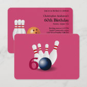 Bowling, bowler Invitation du 60e anniversaire. (Devant / Derrière)