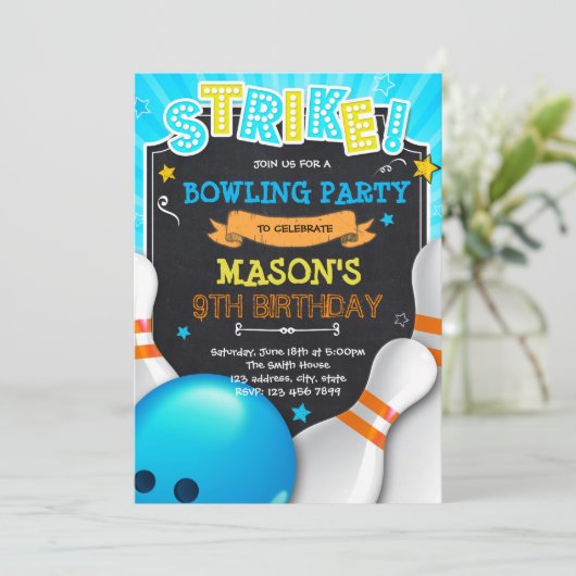 Bowling bowling soirée invitation (Debout devant)