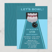 Bowling Boy Birthday Party Invitation Kaart (Voorkant / Achterkant)