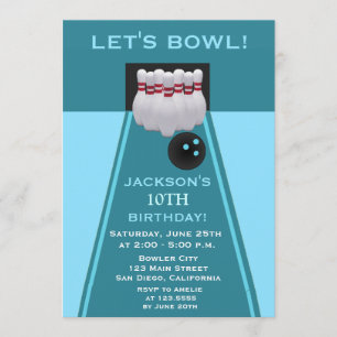 Bowling Boy Birthday Party Invitation Kaart