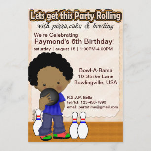 Bowling Boy Party Invite Kaart