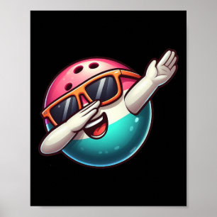Bowling Byll Dabbing Zonnige Bowlingspeler Kindere Poster