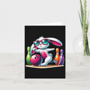 Bowling Byll en Pins Bunny Ear Egg Hunting Pasen Kaart