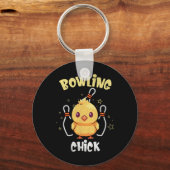 Bowling Chick Funny Chicken Athlete Bowler Men Wom Sleutelhanger (Voorkant)