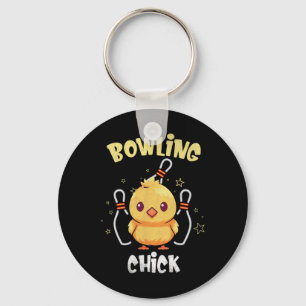 Bowling Chick Grappige Kip Atleet Bowler Mannen Vr Sleutelhanger