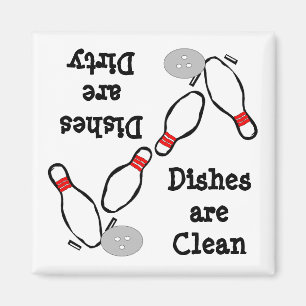 Bowling Clean Dirty Dishwasher Magnet Magneet