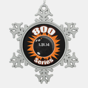 Bowling Club uit de 800-reeks, Oranje en zwart Tin Sneeuwvlok Ornament