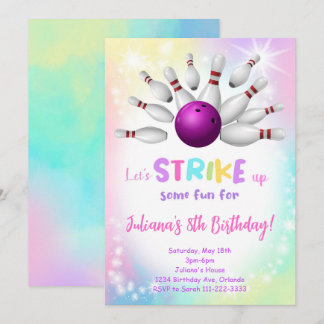 Bowling coloré Invitation Anniversaire