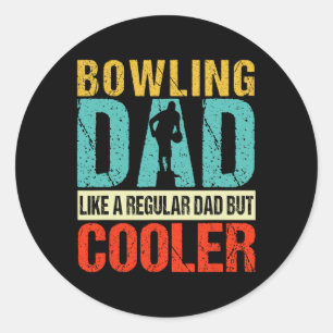 Bowling Dad Funny Bowlers Spare Bowling Pin Strike Ronde Sticker