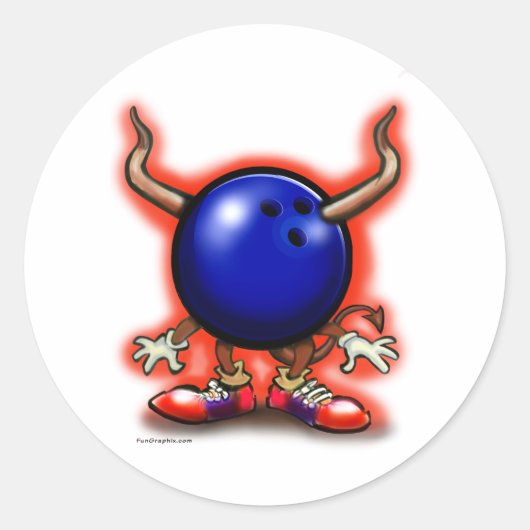 Bowling Demon Ronde Sticker (Voorkant)