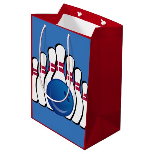Bowling Design Gift Bag Medium Cadeauzakje (Achterkant Gekanteld)