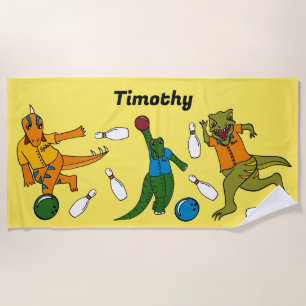 Bowling Dinosaurs Cartoons Gepersonaliseerde Bowle Strandlaken