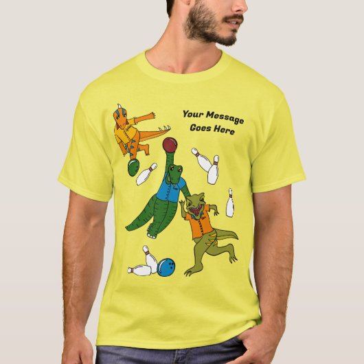 Bowling Dinosaurs Cartoons Gepersonaliseerde Bowle T-shirt (Voorkant)
