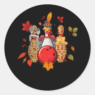 Bowling Drie Pins Thanksgiving Bowler Turkije Pilg Ronde Sticker