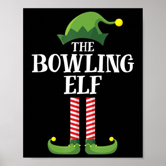 Bowling Elf Matching Family Group kerstparty Poster (Voorkant)