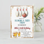 Bowling- en bierfeest uitnodiging (Staand voorkant)