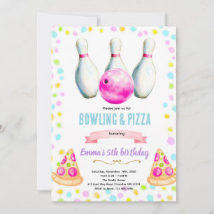 Bowling en pizza meisjesfeest uitnodiging