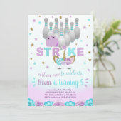 Bowling et licorne fille invitation d'anniversaire (Debout devant)