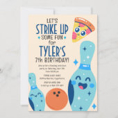 Bowling et Pizza Anniversaire Fête Invitation (Devant)
