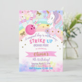 Bowling et Unicorn invitation d'anniversaire fille (Debout devant)