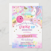 Bowling et Unicorn invitation d'anniversaire fille (Devant / Derrière)