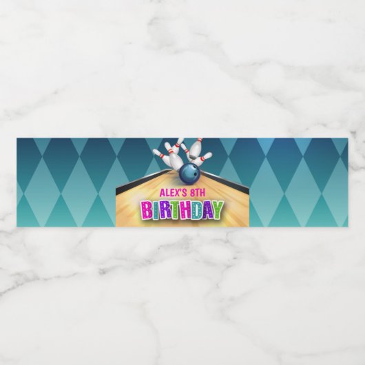 Bowling Étiquette de bouteille d'eau - Fille (Étiquettes simples)