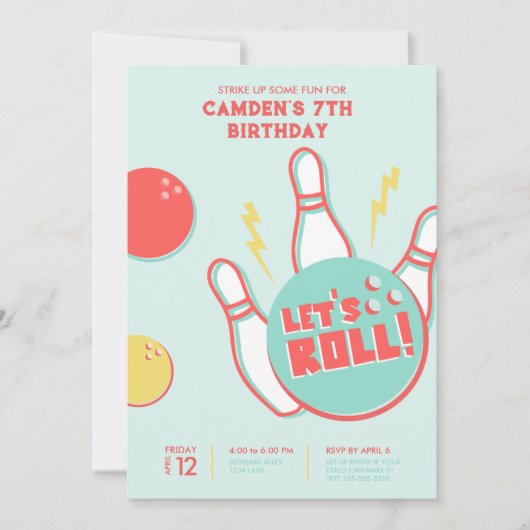 Bowling Feest Uitnodiging (Voorkant)