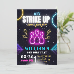 Bowling Feest Uitnodiging, Jongen Bowling Verjaard Kaart