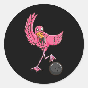 Bowling Flamingo 1 Ronde Sticker