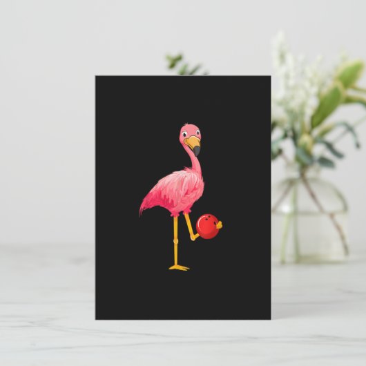 Bowling Flamingo - Funny Flamingo Bowling Player Kaart (Staand voorkant)