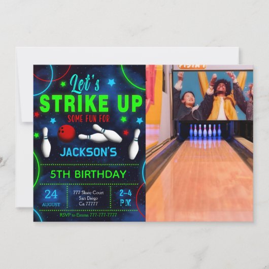 Bowling Foto Uitnodiging (Voorkant)