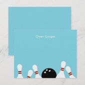 Bowling Fun Dankkaart (Turkoois) Notitiekaartje (Voorkant / Achterkant)