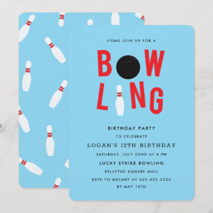 Bowling Fun Kind's verjaardagsfeestje Invitation_b Kaart