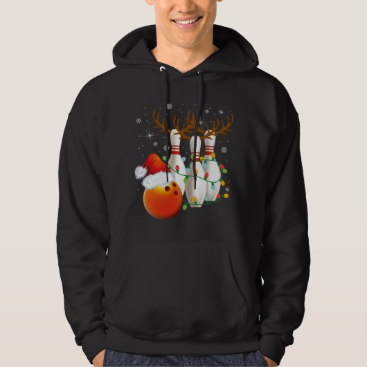 Bowling Gifts Kerstmis Bowling Kerstman Hoed Kerst Hoodie (Voorkant)