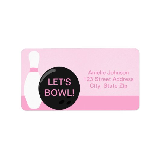 Bowling Girl Birthday-adres label (Voorkant)