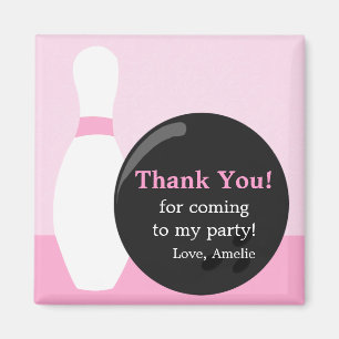 Bowling Girl Birthday Party Bedankt Magnet Magneet