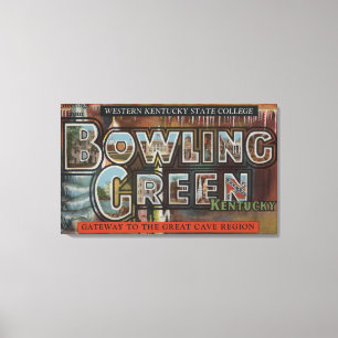 Bowling Green, Kentucky - Grote lettertjes Canvas Afdruk