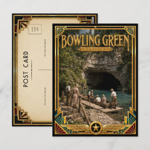 Bowling Green Kentucky Vintage Art Deco Gouden Tij Briefkaart