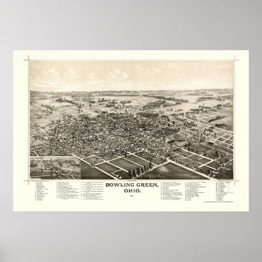 Bowling Green, OH Panoramic Map - 1888 Poster (Voorkant)