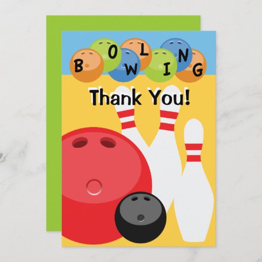  Bowling Hartelijk dank Bedankkaart (Voorkant / Achterkant)