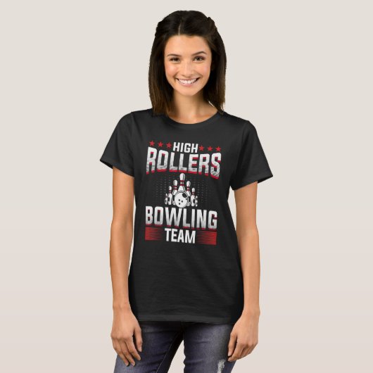 Bowling High Rollers Bowling Team Bowler T-shirt (Voorkant volledig)