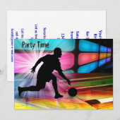 Bowling in een Neon Alley Invite Kaart (Voorkant / Achterkant)