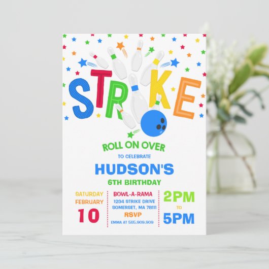 Bowling Invitation Bowling Anniversaire Frappe (Debout devant)