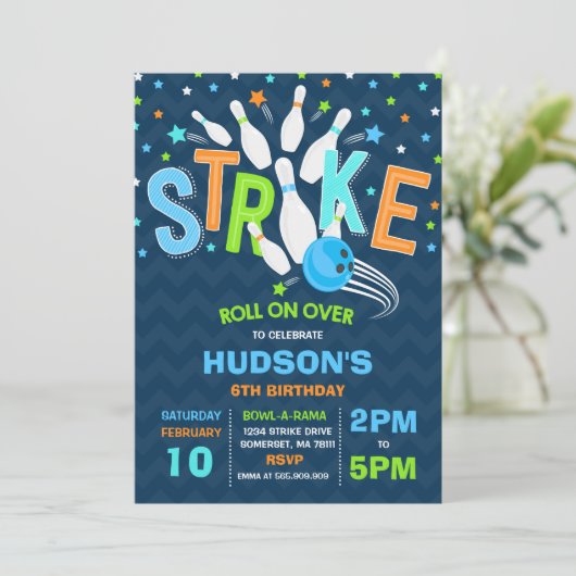 Bowling Invitation Bowling Anniversaire Frappe (Debout devant)