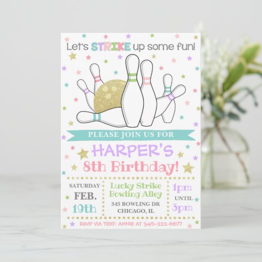 Bowling Invitation Bowling Anniversaire Invitation (Debout devant)